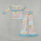Baby Girls Kids Pumpkins Bows Plaid Tops Ruffle Pants Set Fall Clothes RTS