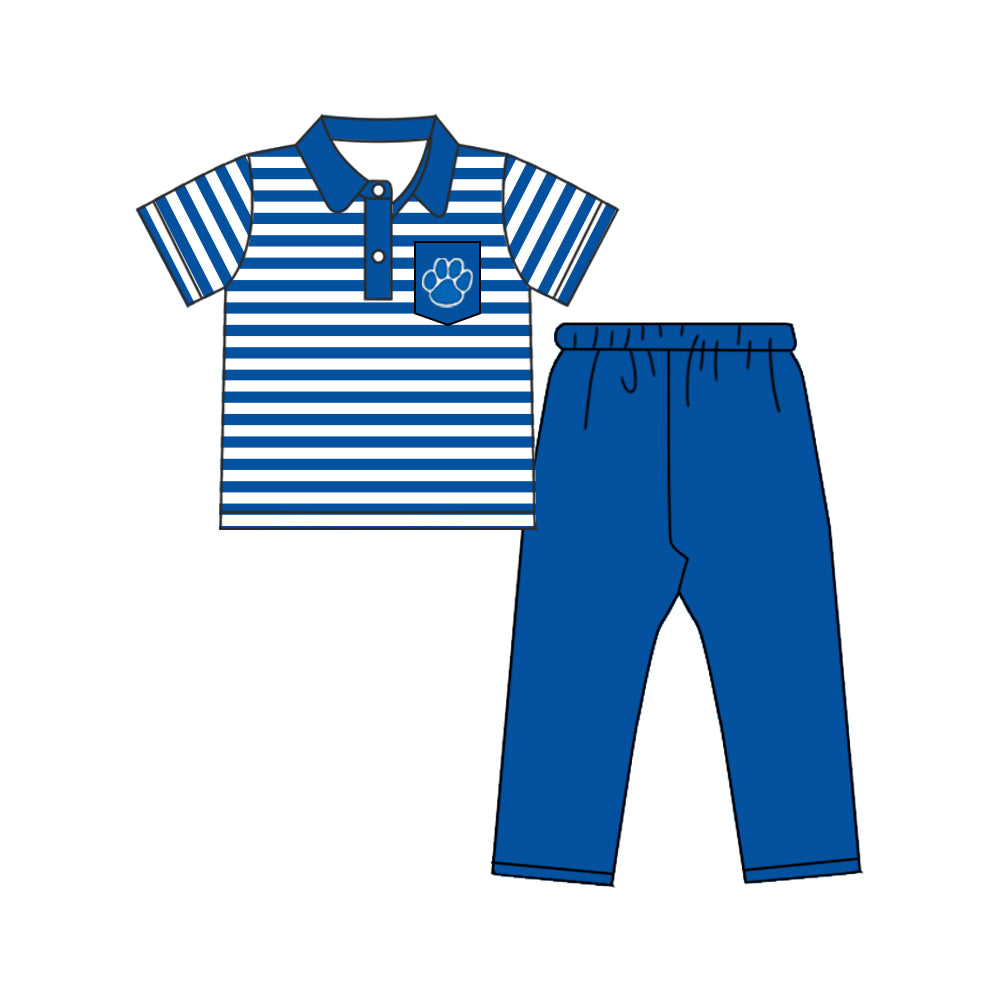 Baby Boy Team Stripes Shirt Blue Pants Set