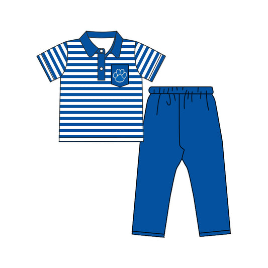 Baby Boy Team Stripes Shirt Blue Pants Set