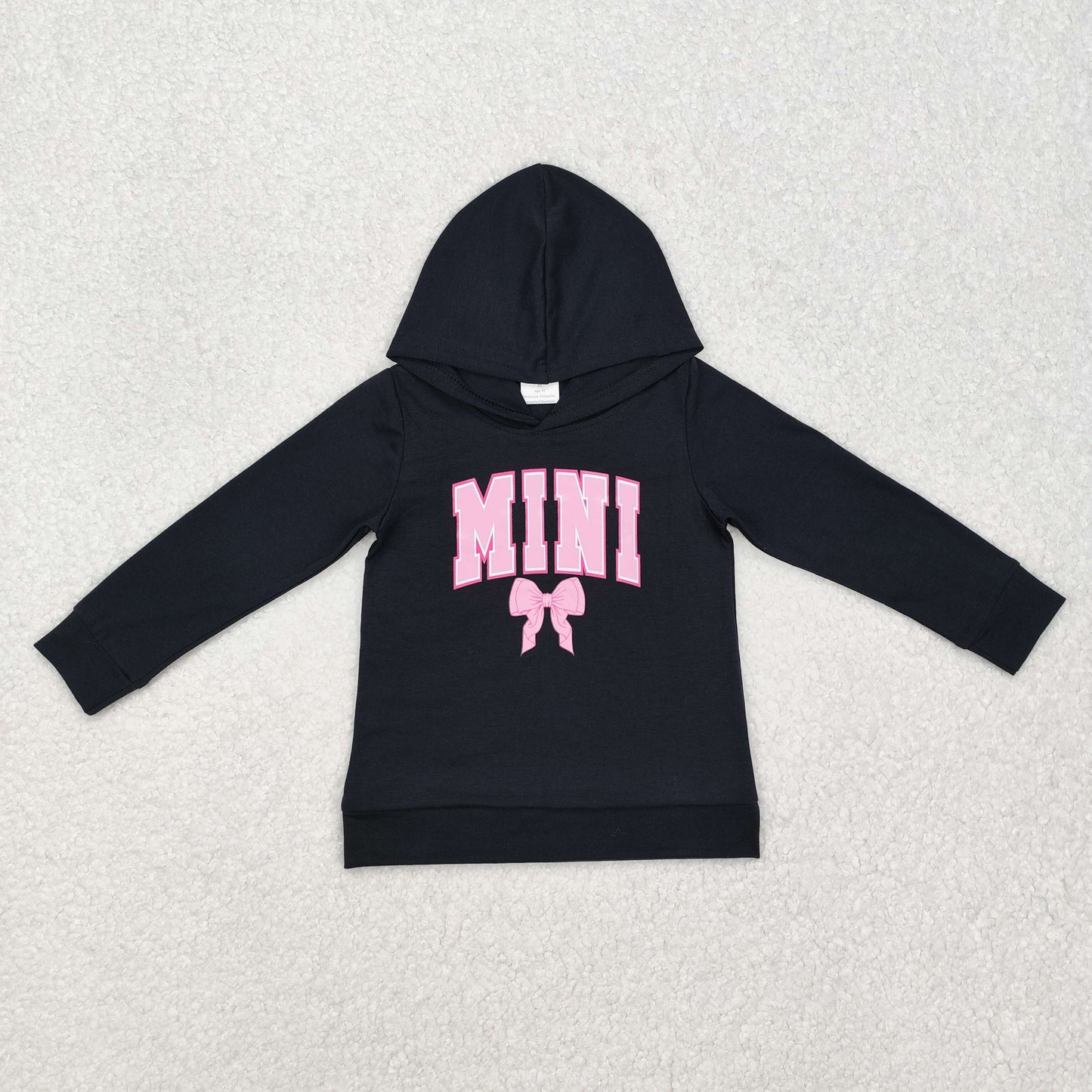 Baby Girl Black Long Sleeves Mini Bow Hoodie Shirt Pullover Tops