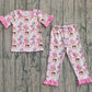 Baby Girls Kids Short Sleeves Singer Shirt Hearts Pants Pajamas Set RTS