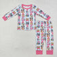 Baby Girl Long Sleeves Christmas Dogs Pink Shirt Pants Pajamas Set