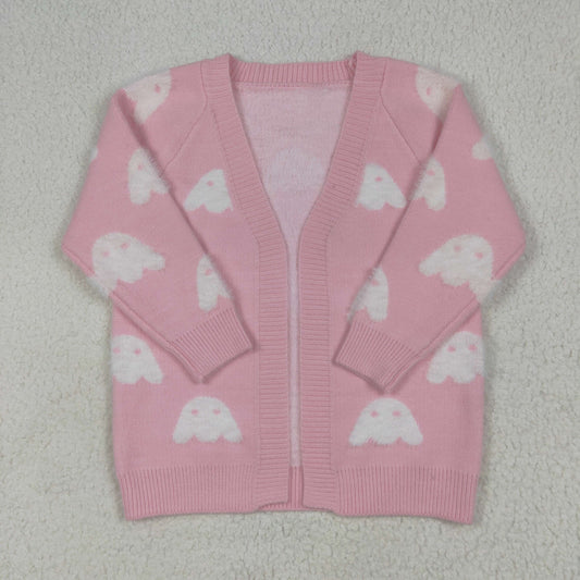 Baby Girl Fall Pink Long Sleeves Ghost Halloween Sweater Coat RTS