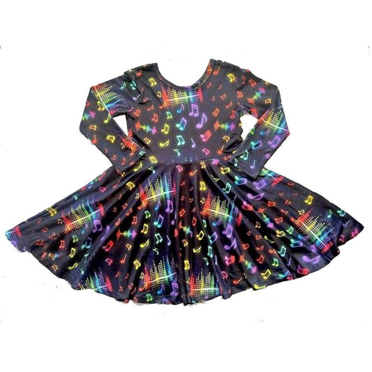 Moq 3 Pre-order GLD0487 Baby Girl Long Sleeves Music Dress