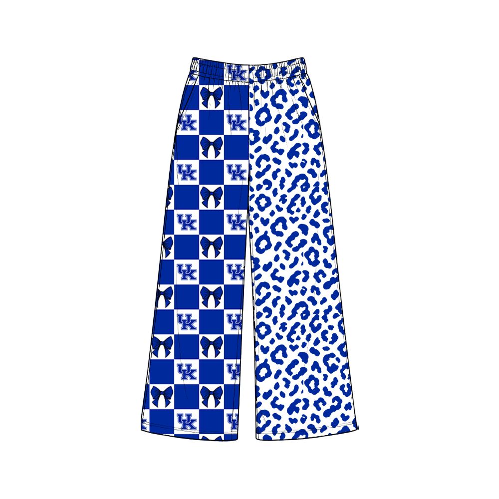 ( Moq 5 ) Preorder Adult Women Bows Blue Leopard Pockets Pants Bottoms Team Clothes