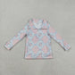 Baby Girl Long Sleeves Flower Plaid Yoga Active Zipper Pullover Shirt RTS