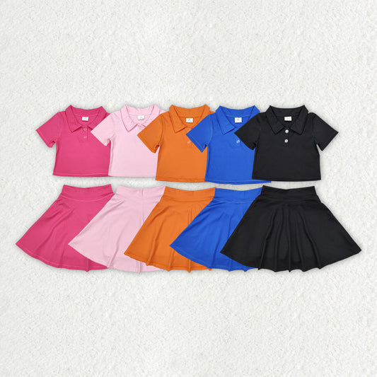 Baby Girl Buttons Shirt Skirt Shorts Sibling Active Wear Clothes Set