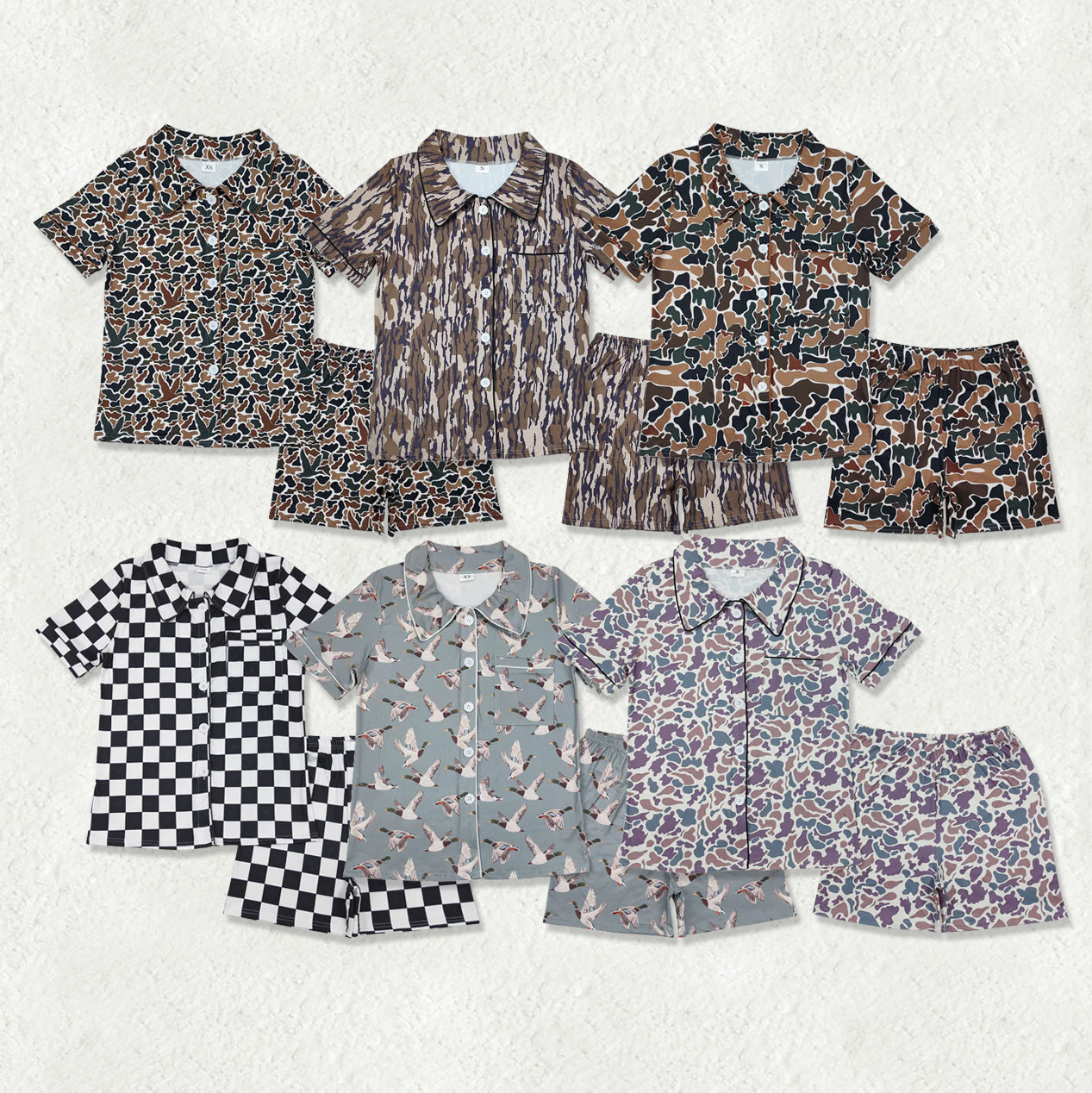 Sibling Adult Women Short Sleeves Buttons Shirt Southern Ducks Camo Shorts Pajamas Hunting Sets RTS