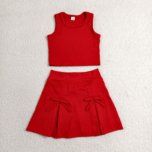 Baby Girls Kids Red Tops Shorts Skirt Shorts Summer Yoga Active Clothes Set RTS