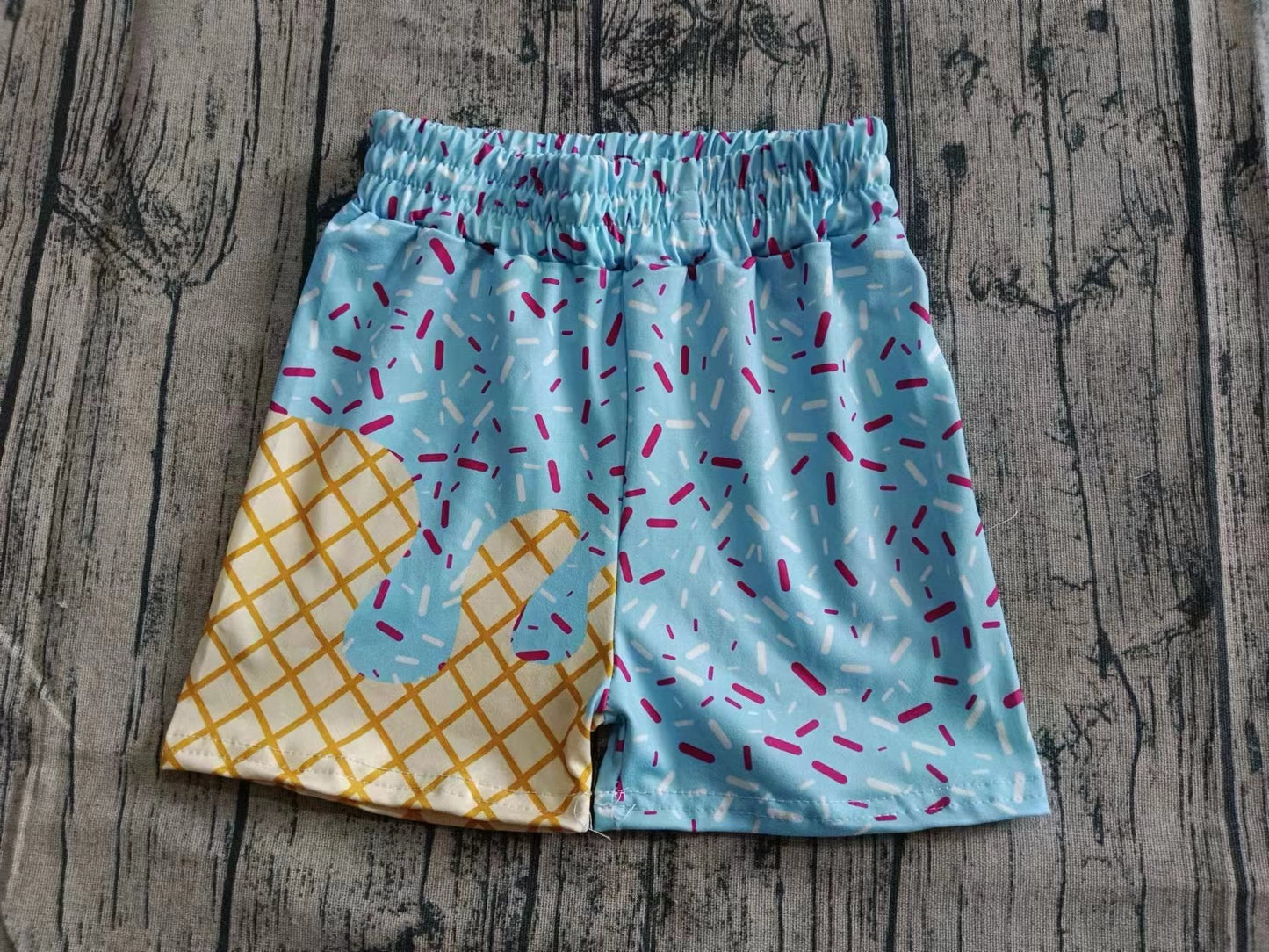 ( Moq 5  ) Baby Boy Plaid Summer Team Blue Shorts Bottoms