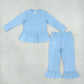 Sibling Baby Girl Kids Long Sleeves Cotton Tops Ruffle Pants Sets Clothes RTS