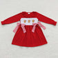 Sibling Girls Boys Long Sleeves Embroidery Gingerbread Sibling Christmas Red Romper Dress Pajamas Outfit Clothes RTS