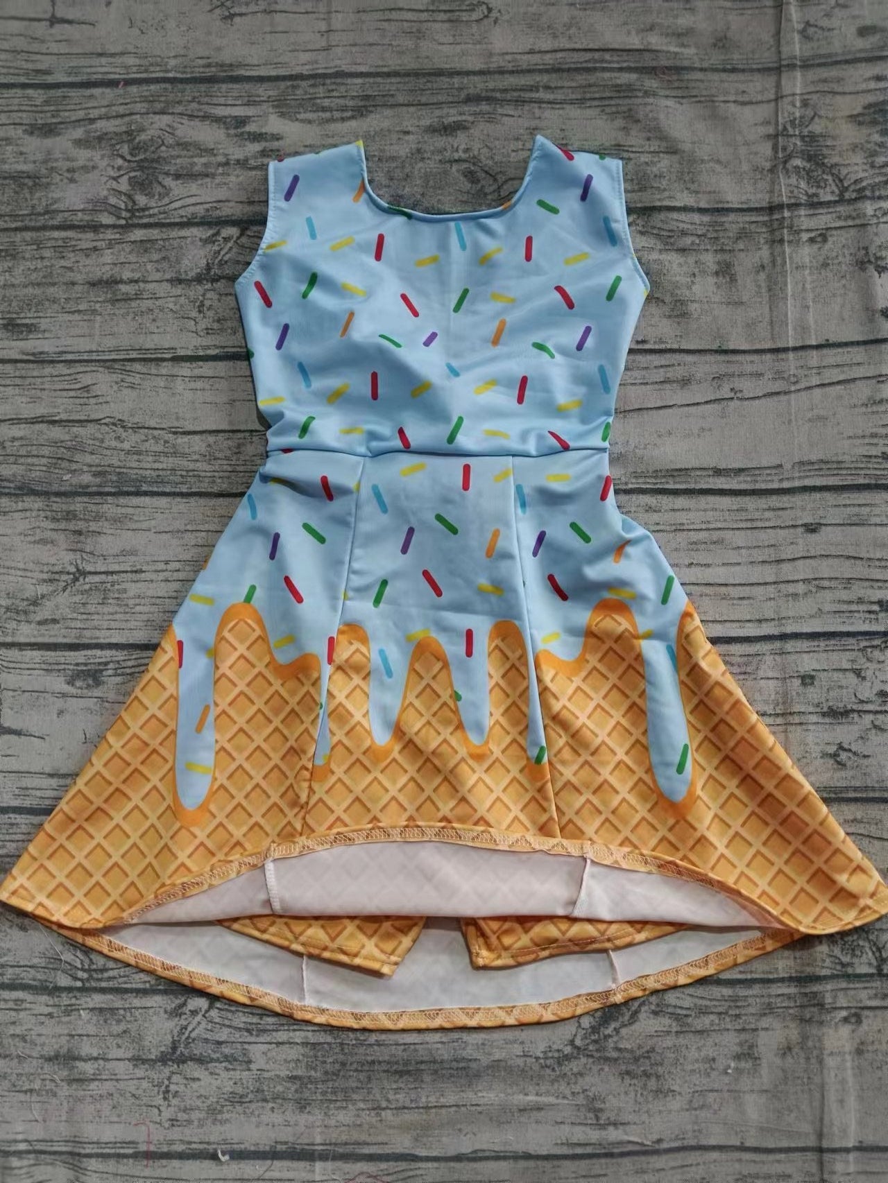 ( Moq 5  ) Baby Girl Sleeveless Plaid Blue Skort Dress