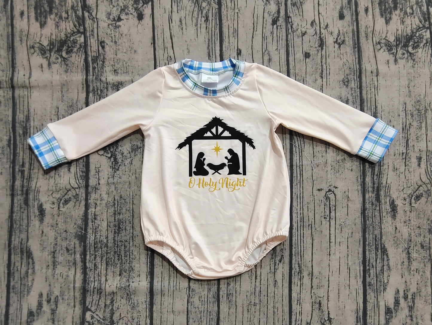 Preorder Baby Boy Long Sleeves Jesus Nativity Bubble Romper（ No moq ）