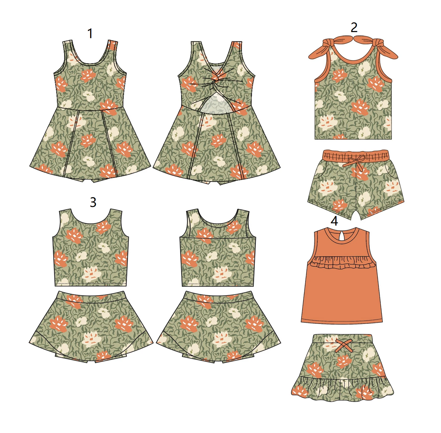 Baby Girl Sleeveless Flower Sibling Romper Dress Set ( Moq 5 Each Style ) 3.8