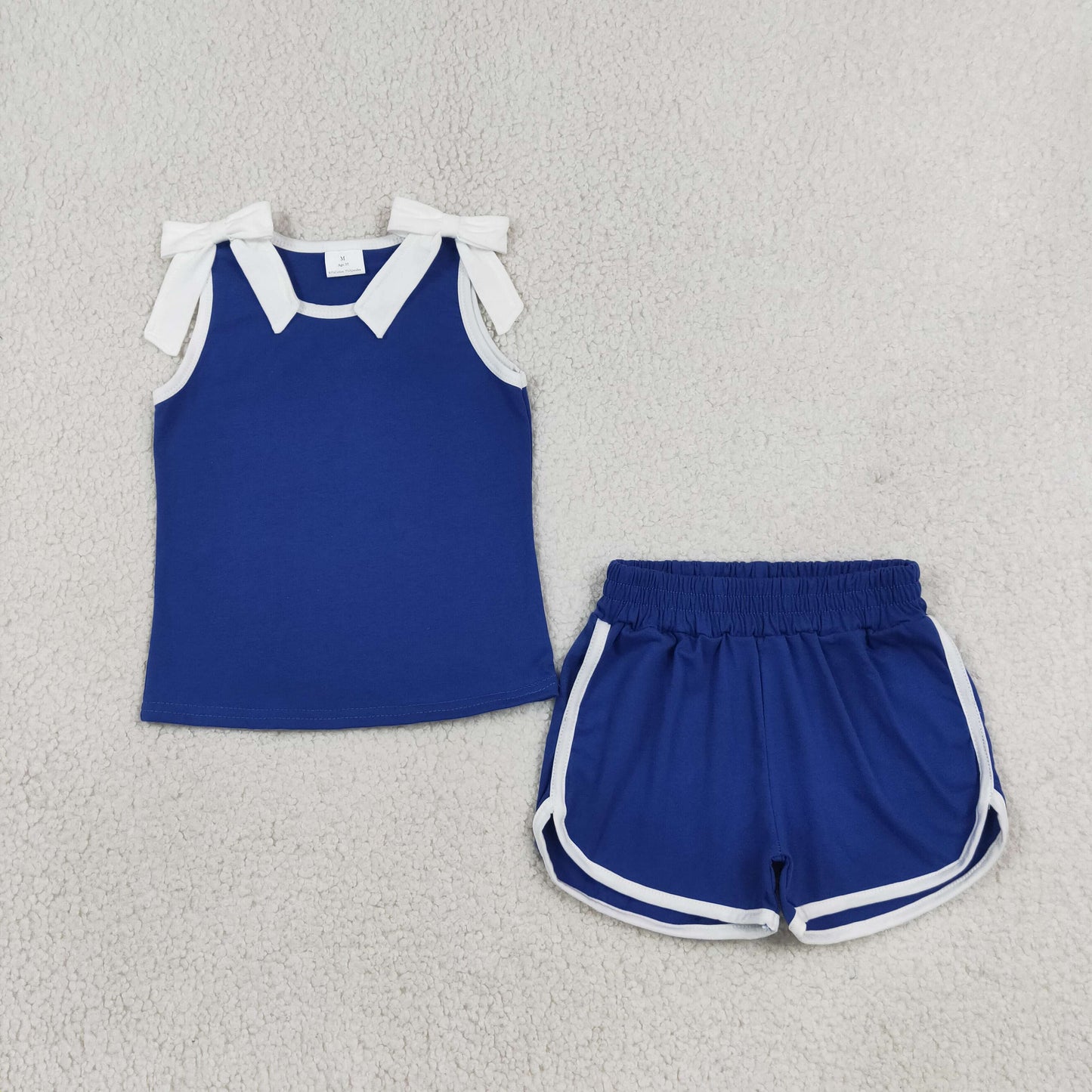 Sibling Baby Girls Kids Sleeveless Bows Cotton Shirts Shorts Sets Clothes RTS