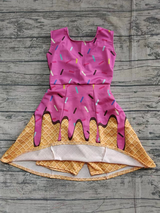 ( Moq 5  ) Baby Girl Sleeveless Plaid Pink Skort Dress