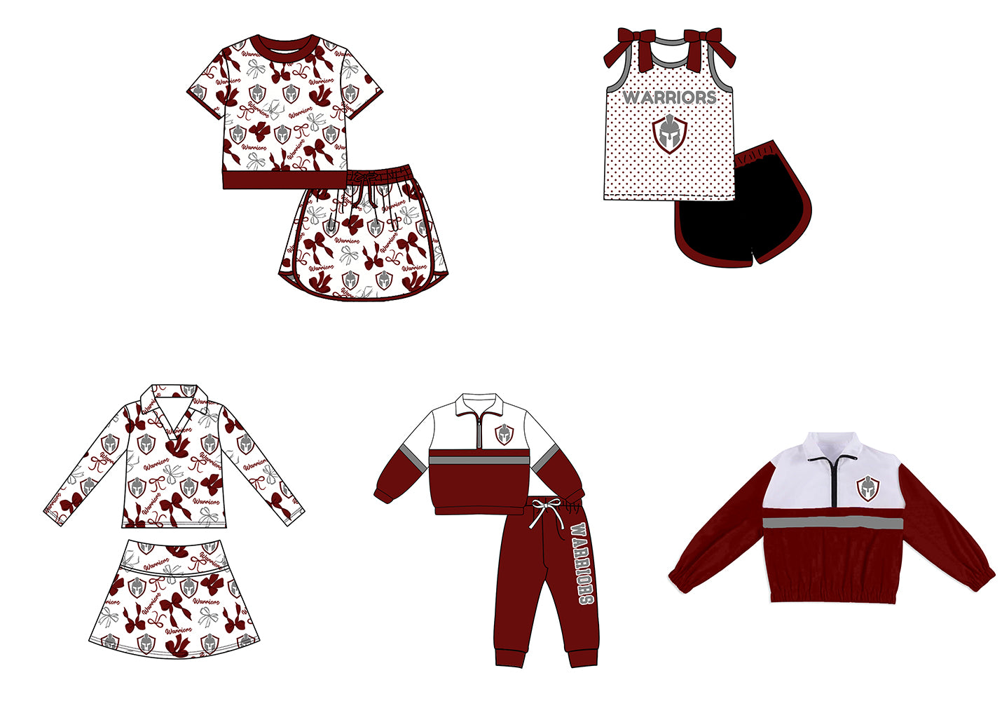 ( Moq 5 Each Style ) Sibling Baby Girls Kids Bows Team Shirt Sets Clothes