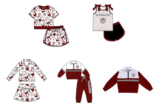( Moq 5 Each Style ) Sibling Baby Girls Kids Bows Team Shirt Sets Clothes