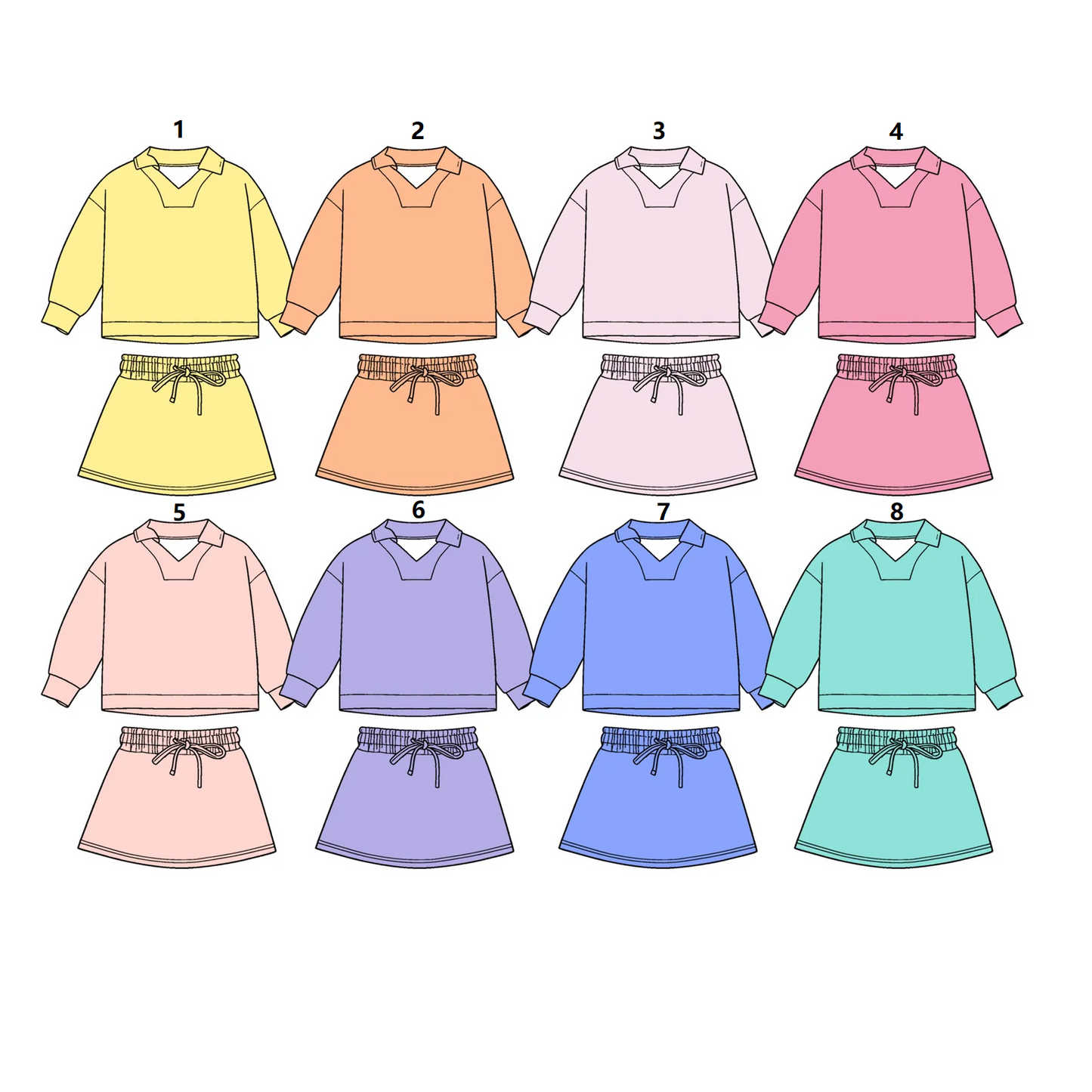 ( Moq 5 Each Style ) Sibling Baby Girls Kids Long Sleeves Tops Skirt Shorts Sets