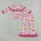 Baby Girls Kids Long Sleeves Pumpkins Bows Tops Pink Ruffle Pants Set Fall Clothes RTS