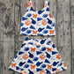 Baby Girl Shot Sleeves Navy Football Stars Bows Cheer Tops Skort Team Yoga Active Set RTS