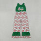 Baby Girl Sleeveless Embroidery Christmas Tree Stripes Ruffle Green Jumpsuit RTS