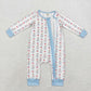 Baby Boy Long Sleeves Christmas Soldier Zipper Blue Bamboo Romper