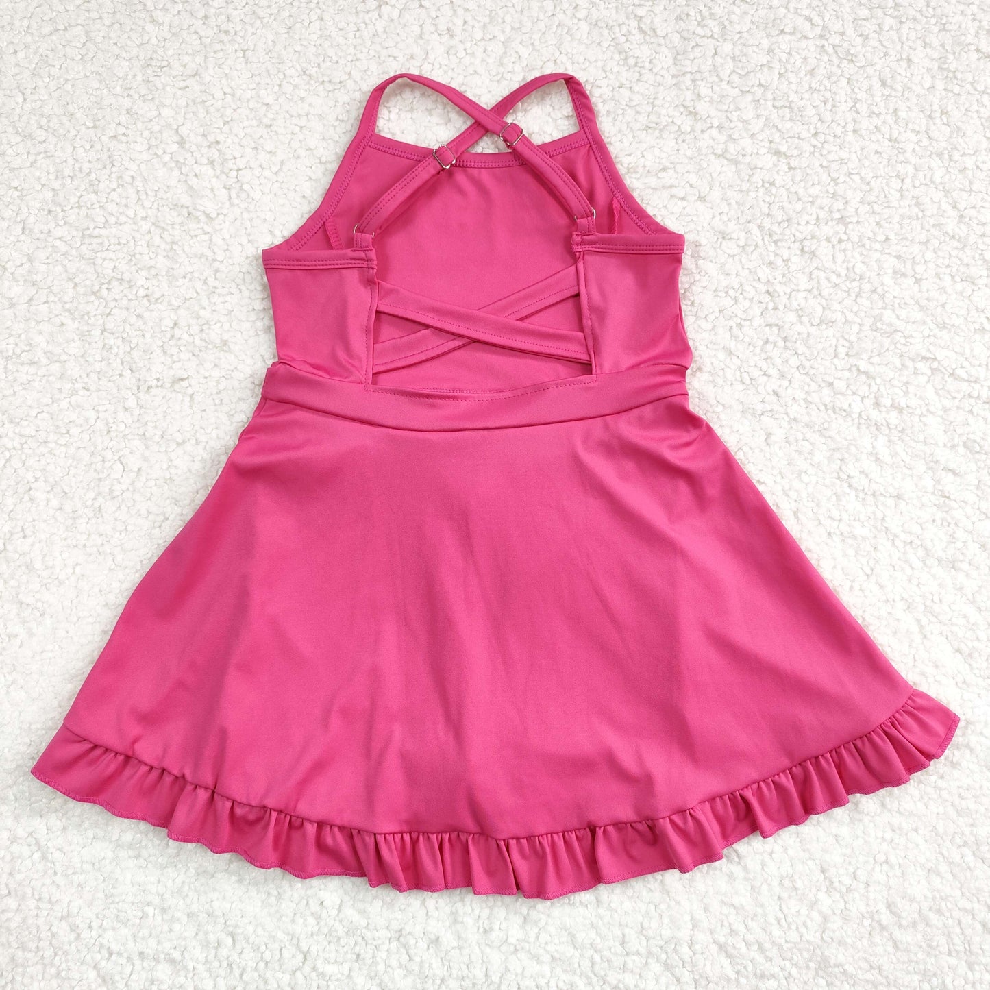 Baby Girl Sleeveless Hot Pink Yoga Sports Shorts Dress