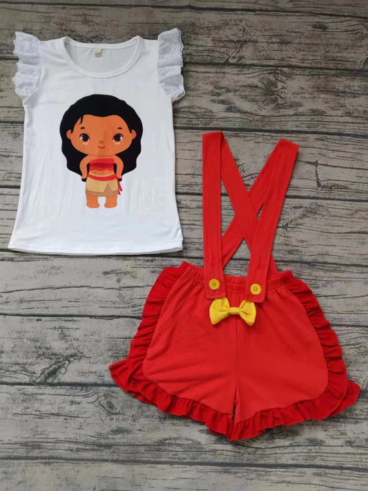 Moq 5 Baby Girl Short Sleeves Cartoon Shirt Shorts Set