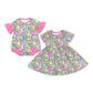 Baby Girl Short Sleeves St. Patrick's Rainbow Hearts Sibling Sister Romper Dress Clothes