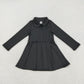 Baby Girl Long Sleeves Zipper Knee Length Yoga Active Black Dress RTS