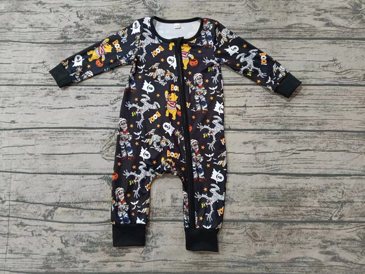 Baby Boy Infant Long Sleeves Ghost Cartoon Halloween Zipper Romper