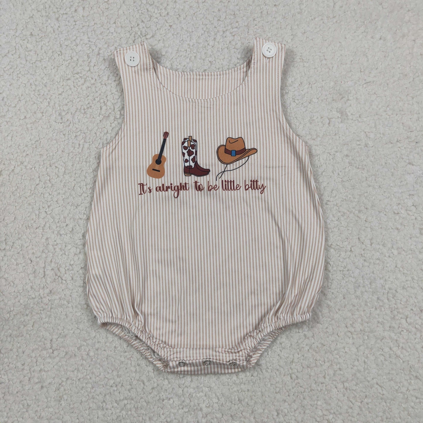 Baby Boys Sleeveless Boots Bows Guitar Western Bubble Romper RTS