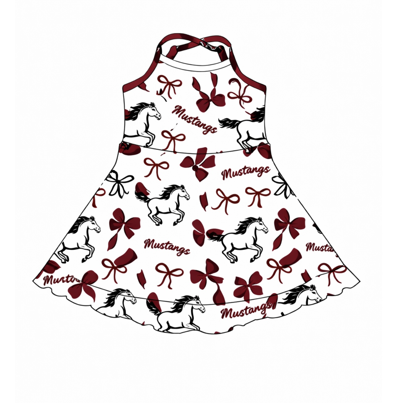 ( Moq 5 ) Baby Girls Toddler Straps Bows Team Knee Length Dresses Set