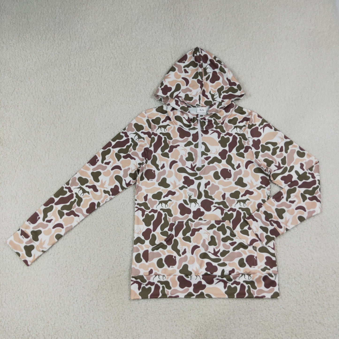 Sibling Baby Boys Adult Woman Ducks Dogs Camo Zipper Hoodie Pockets Hunting Pullovers Shorts RTS