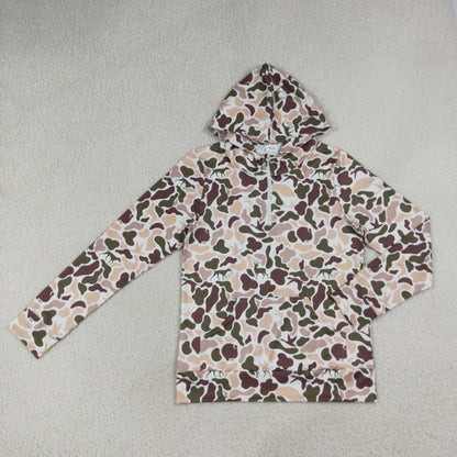 Sibling Baby Boys Adult Woman Ducks Dogs Camo Zipper Hoodie Pockets Hunting Pullovers Shorts RTS