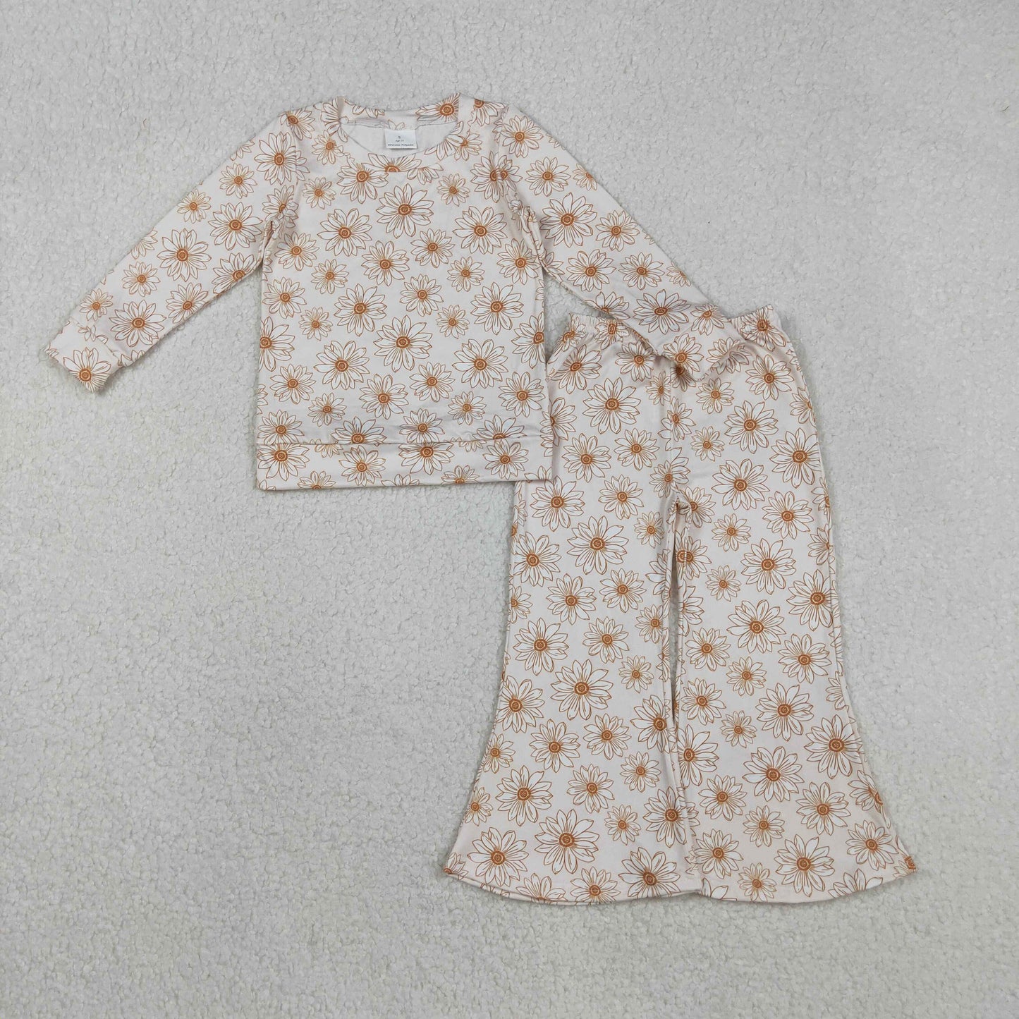 Baby Girls Kids Long Sleeves Shirt Bell Bottoms Pants Flower Clothes Set RTS