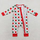 Baby Kids Christmas Checkered Zipper Bamboo Romper