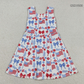 Baby Girls Kids Flags Bows Flowers 4th of July Shorts Knee Length Yoga Dress RTS