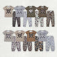 Sibling Baby Boys Kids Short Sleeves Baseball Shirts Pockets Joggers Camo Pants Sets RTS