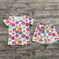 Baby Girl Kids Toddler Colorful Flower Shirt Shorts Clothes Set RTS