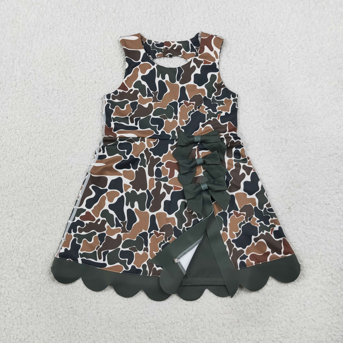 Baby Girls Kids Brown Green Camo Bows Shorts Scallop Dress Yoga Active Clothes RTS