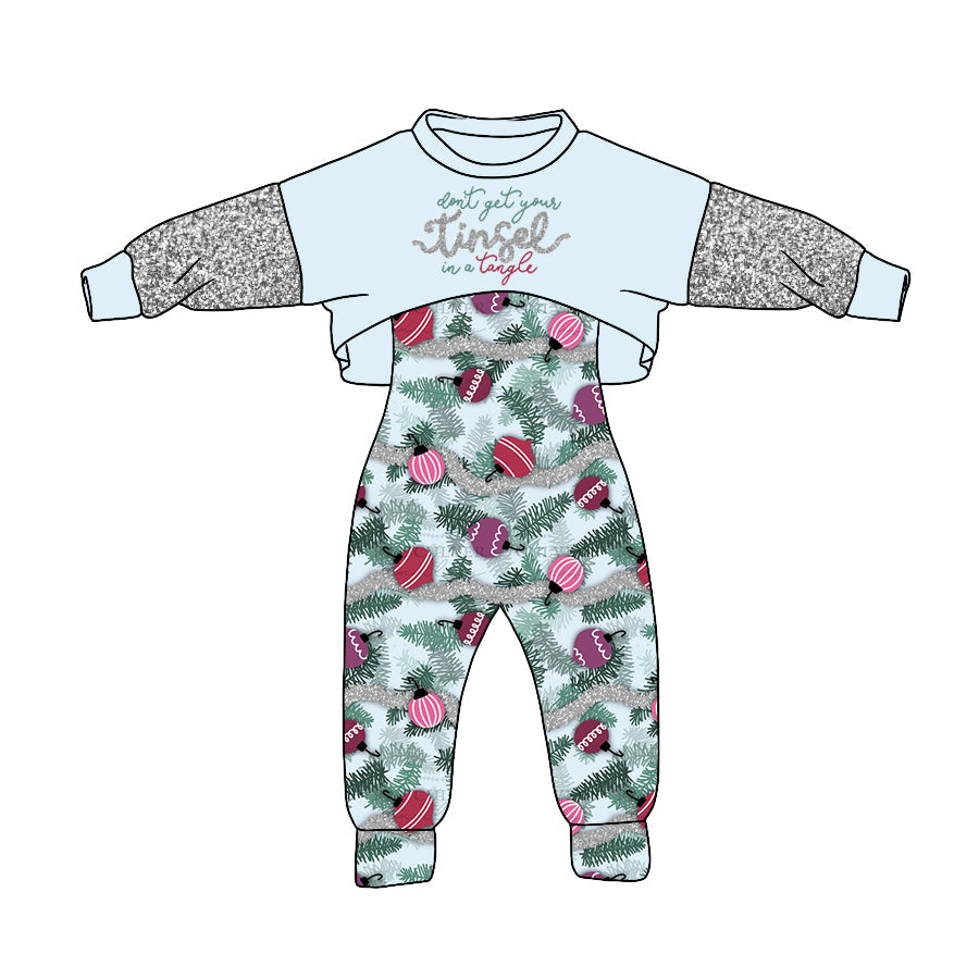 Baby Girl Christmas Tangle Top Jumpsuits 2pcs Set