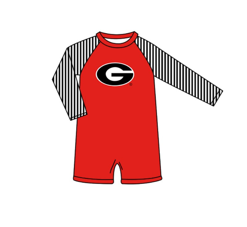 ( Moq 5 Each Style ) Baby Boys Girls Kids Team Sibling Red Jumpsuits Sets Swimsuits