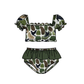( Moq 5 ) Preorder Baby Girls Kids Short Sleeves Ducks Camo Tops Green Ruffle Shorts Set Swimsuit
