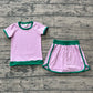 Baby Girls Kids Short Sleeves Shirt Shorts Pink Cotton Clothes Set RTS