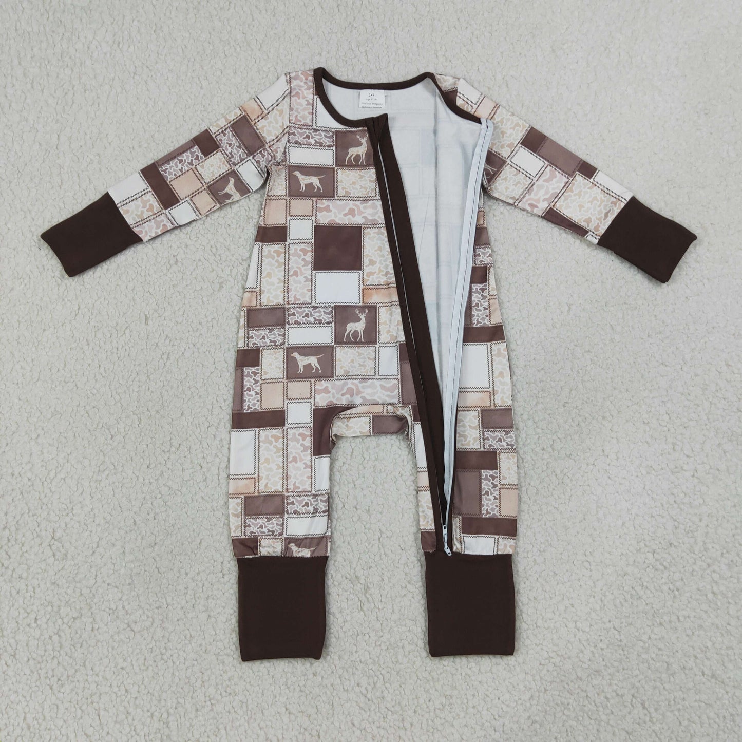 Baby Boys Kids Long Sleeves Ducks Deer Camo Zipper Footie Sleeper Romper RTS