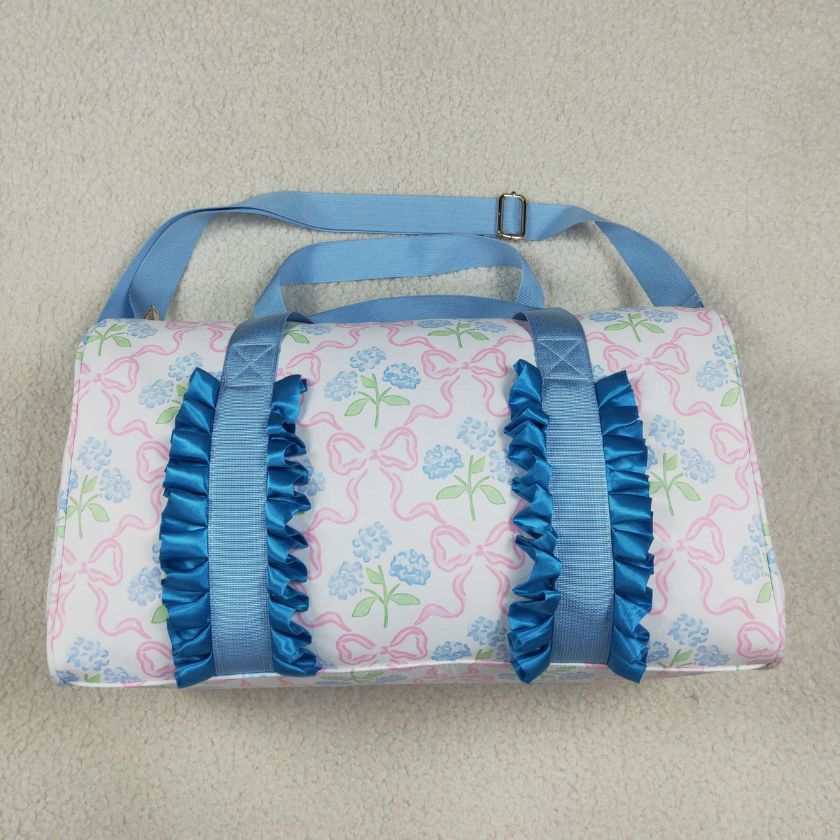 Baby Girl Kids Adult Flower Bows Blue Ruffle Travel Package Gym Bags RTS