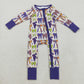 Baby Girl Long Sleeves Bows Halloween Purple Zipper Halloween Pajamas Romper RTS